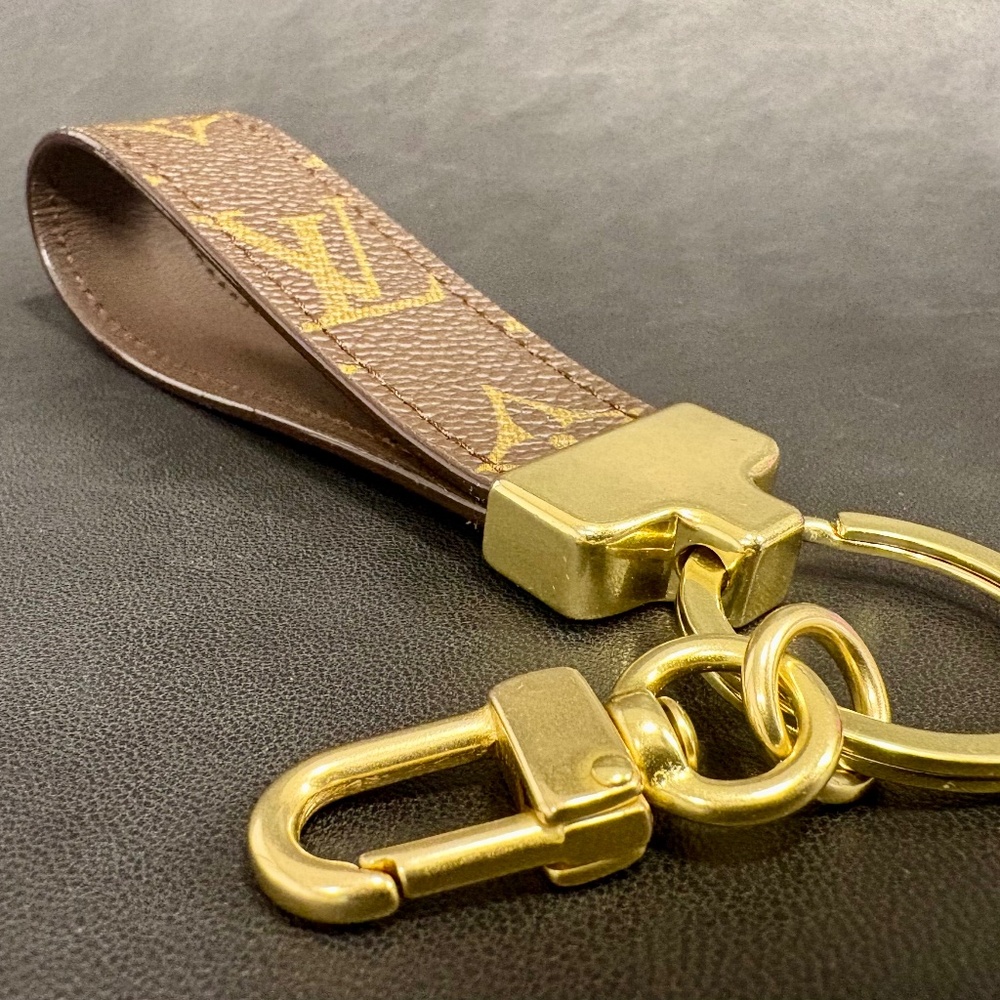Upcycled LV Brown Monogram Canvas/Leather Key Fob/Key Holder